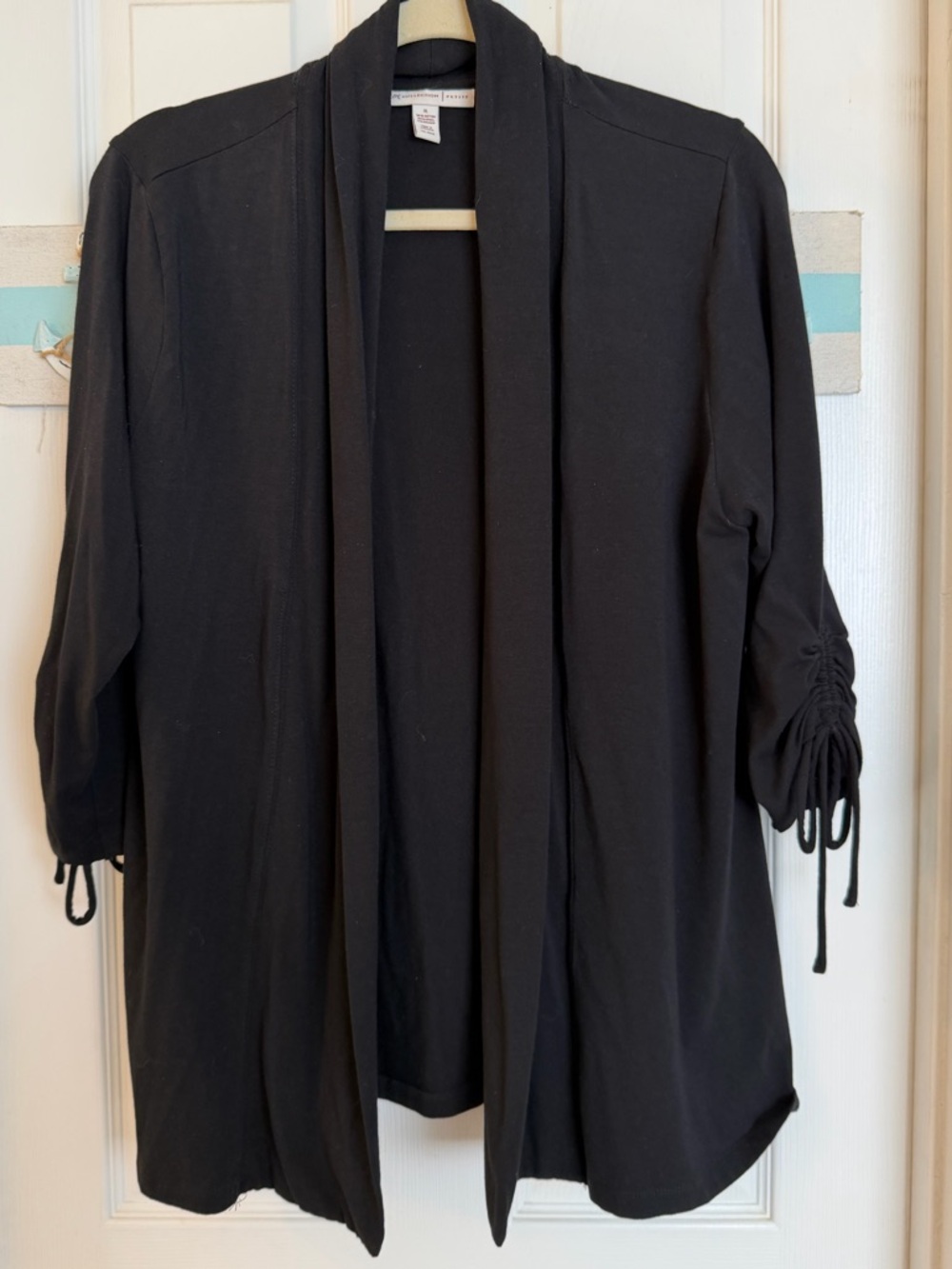 JM Collection Black Open Front 3/4 Sleeve Topper Sz XLP